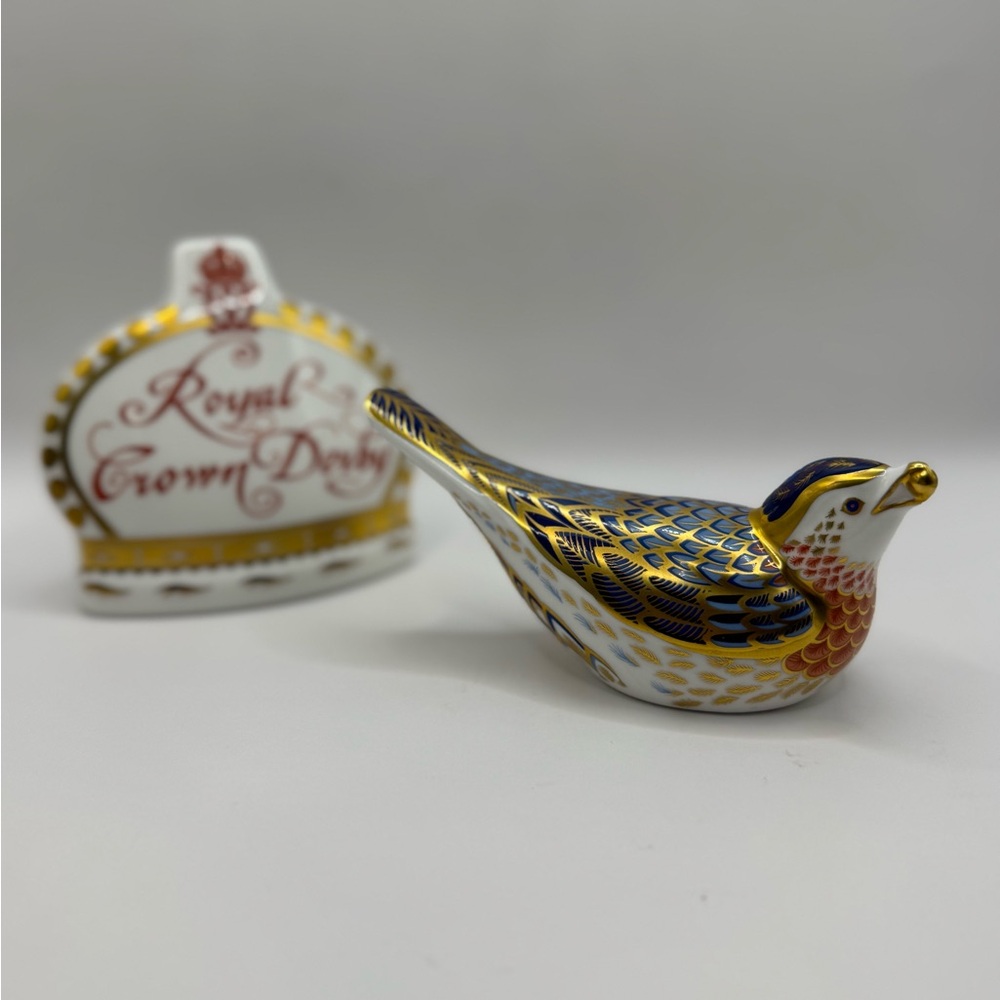 Royal Crown Derby "Bluebird" paperweight signed by Hugh Gibson with gold stopper